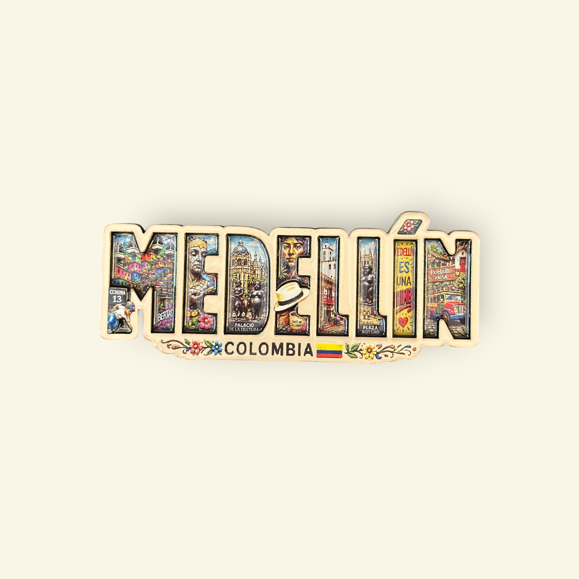 Imán Souvenir Medellín Letras Ilustradas Es una Chimba REF 014