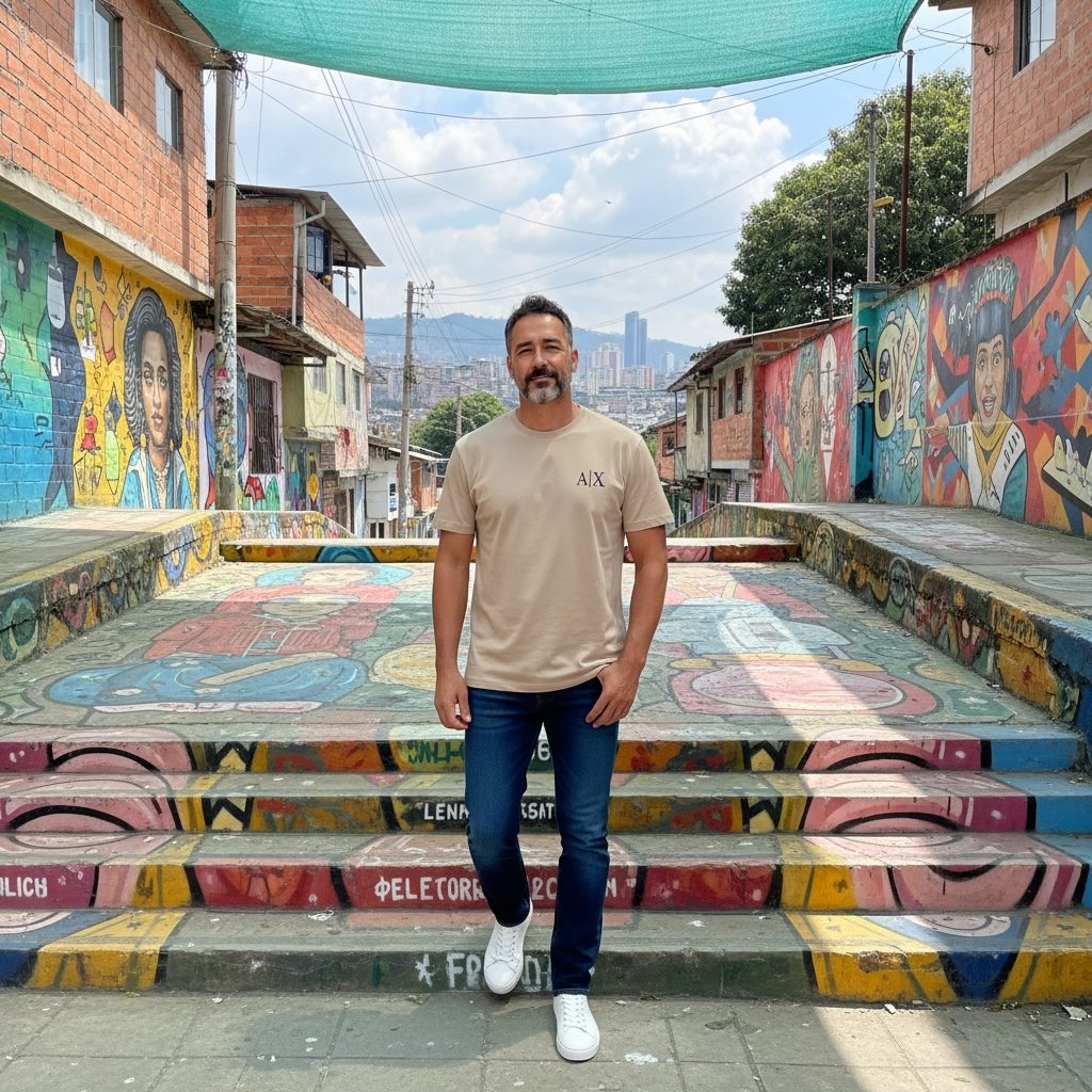 Camiseta Clásica Armani Exchange Beige