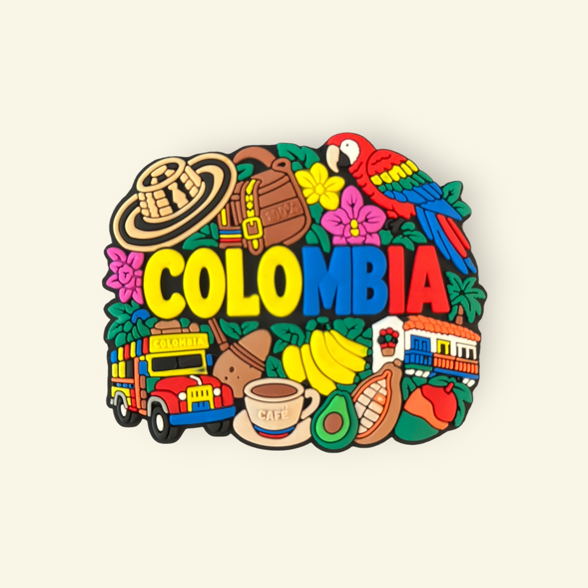 Imán Souvenir Colombia Sombrero Vueltiao y Café REF 007