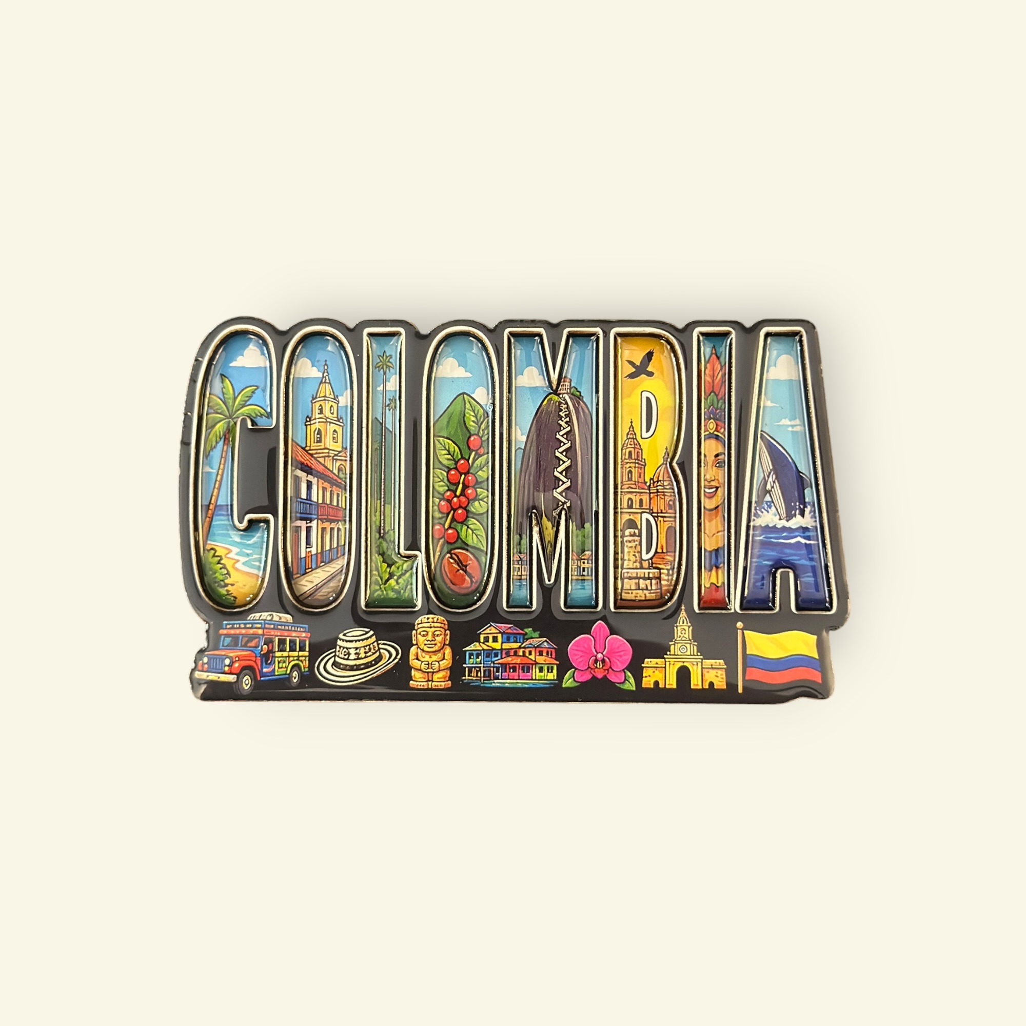 Imán Souvenir Colombia Letras Ilustradas REF 011