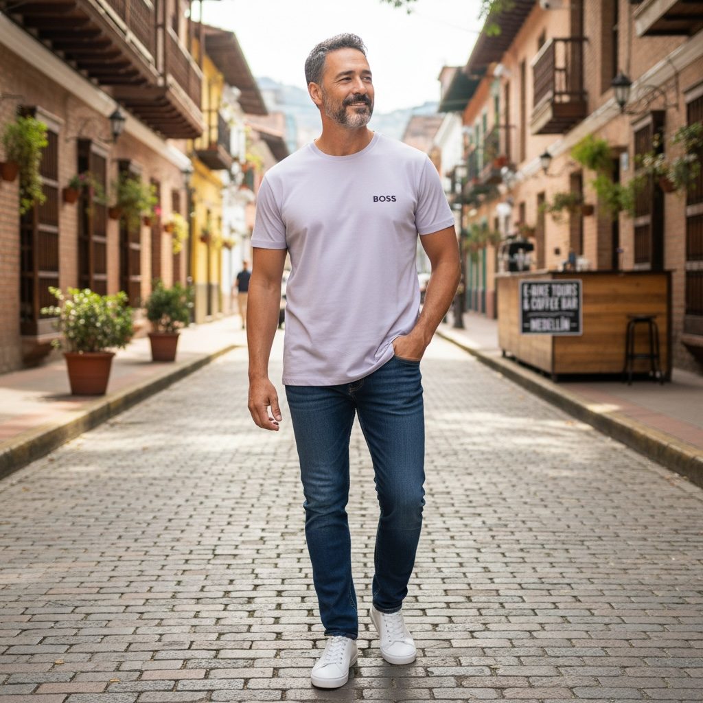 Camiseta Clásica Boss Gris claro