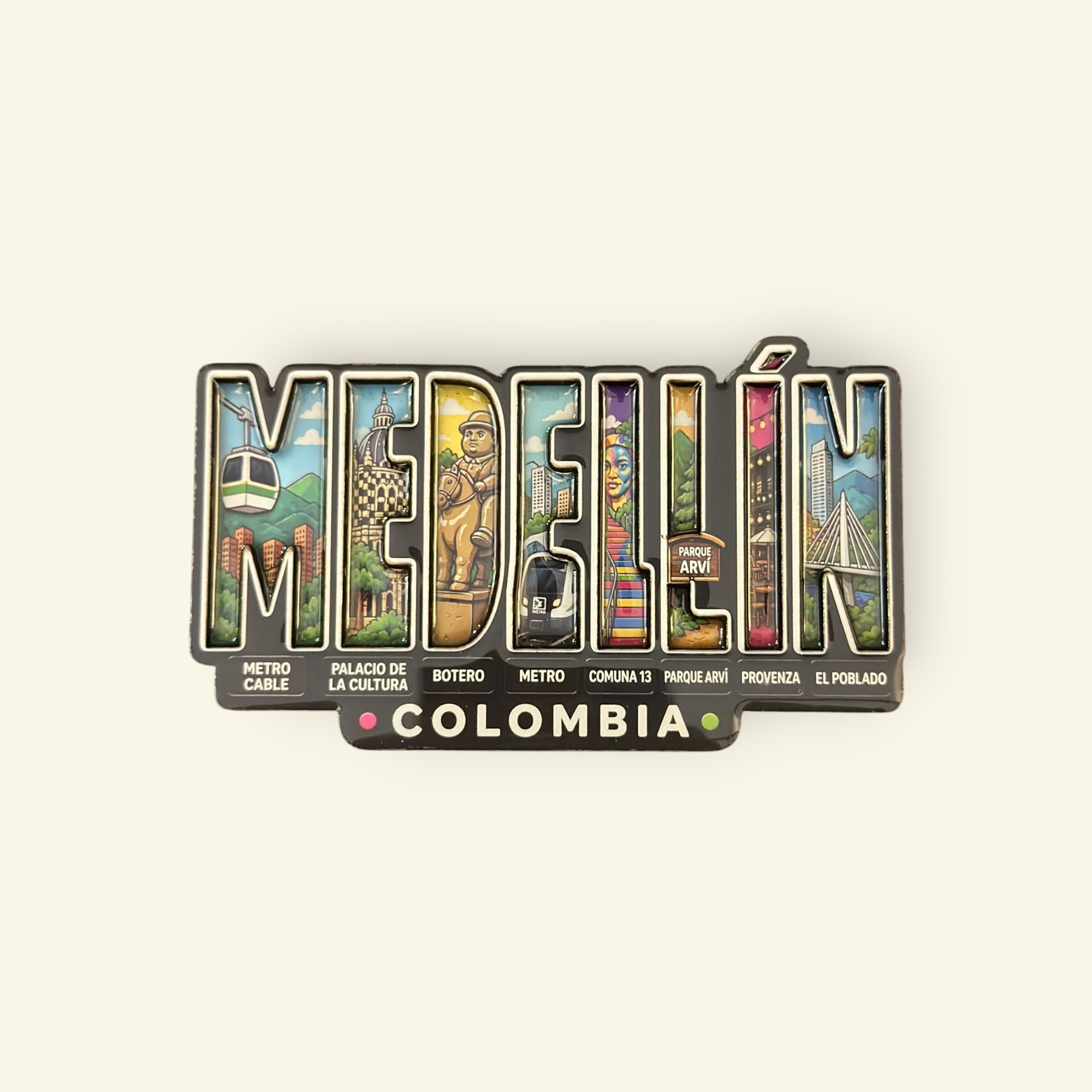 Imán Souvenir Medellín Letras Ilustradas REF 012